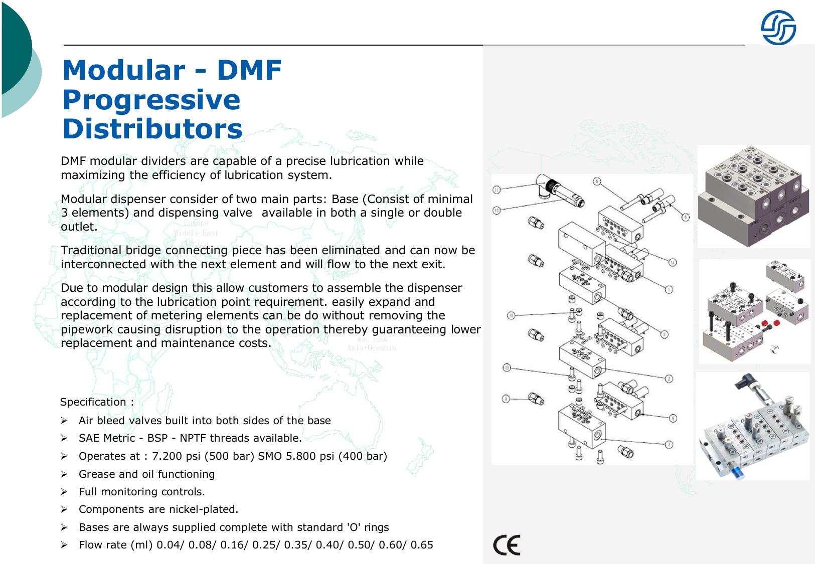 DMF modular progressive distributors — component view